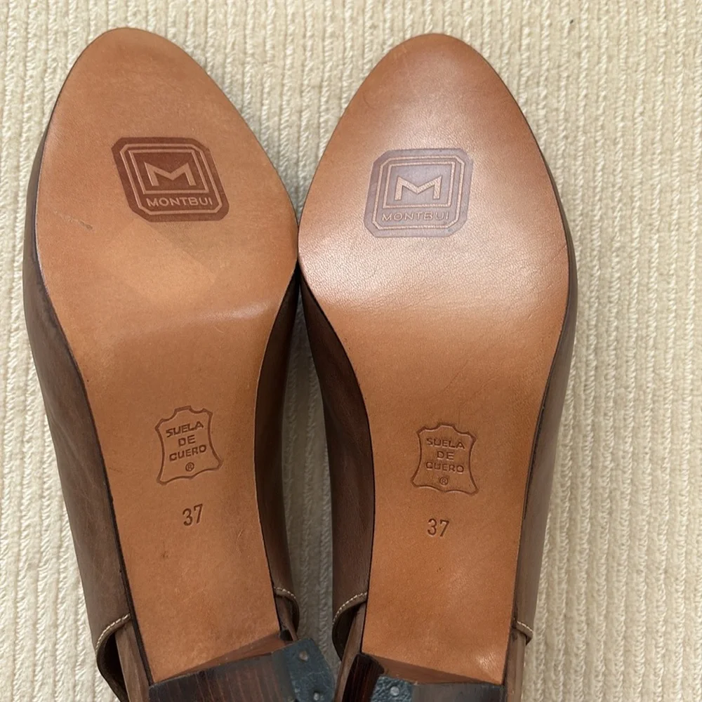 MONTBUI Elegant Brown Slingback Heels
